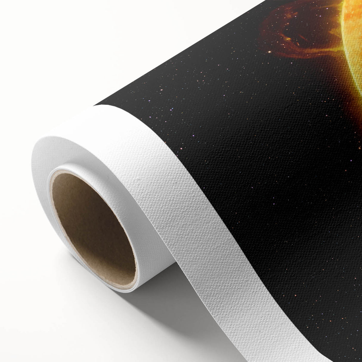 Detailed Sun in Space – Fiery Sun Wall Art with Solar Flares and Stars