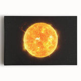 Detailed Sun in Space – Fiery Sun Wall Art with Solar Flares and Stars