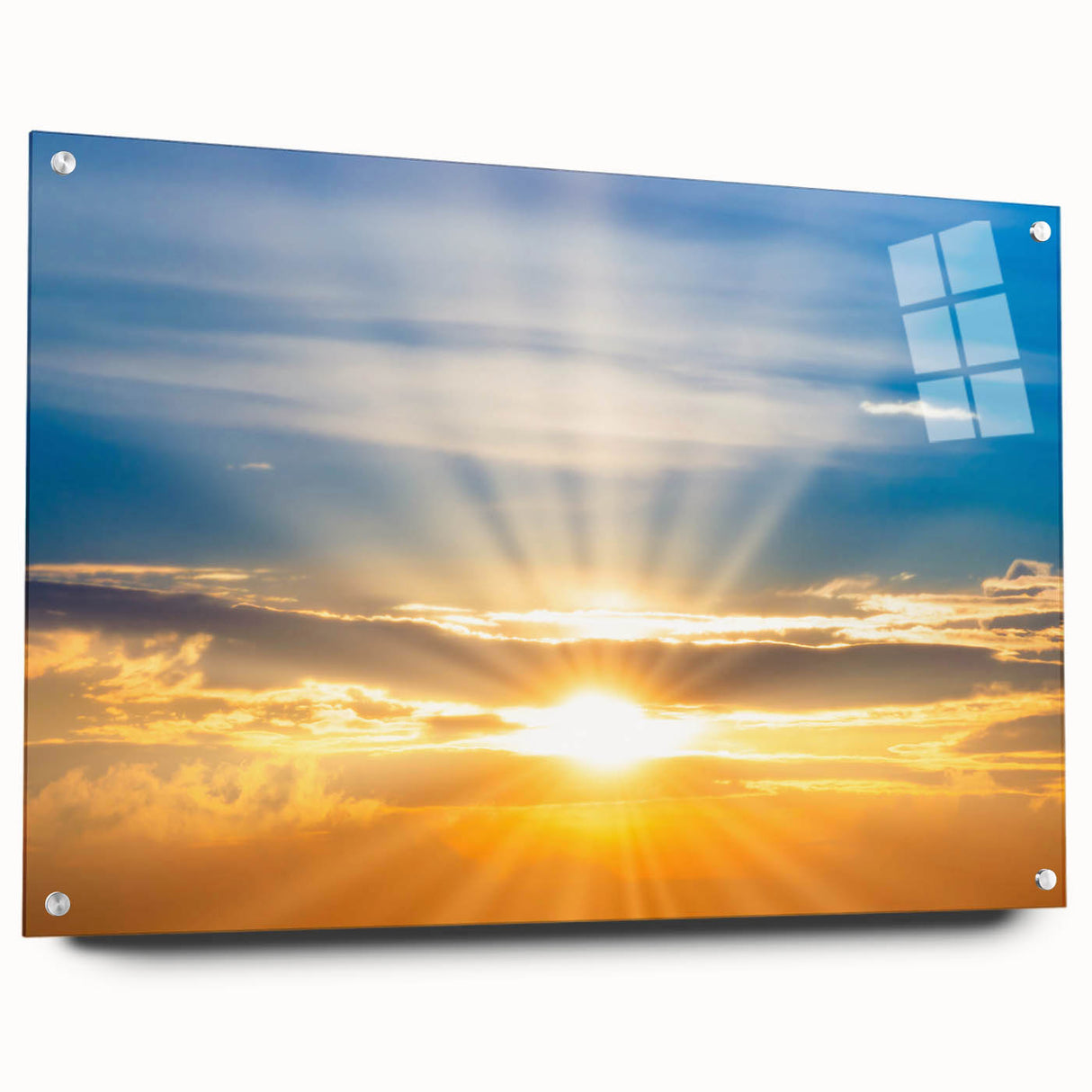 Radiant Sunrise Over Horizon – Peaceful Sun Wall Art with Blue Skies