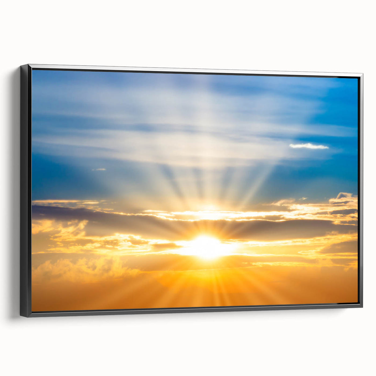 Radiant Sunrise Over Horizon – Peaceful Sun Wall Art with Blue Skies