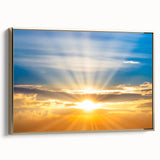 Radiant Sunrise Over Horizon – Peaceful Sun Wall Art with Blue Skies