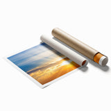 Radiant Sunrise Over Horizon – Peaceful Sun Wall Art with Blue Skies