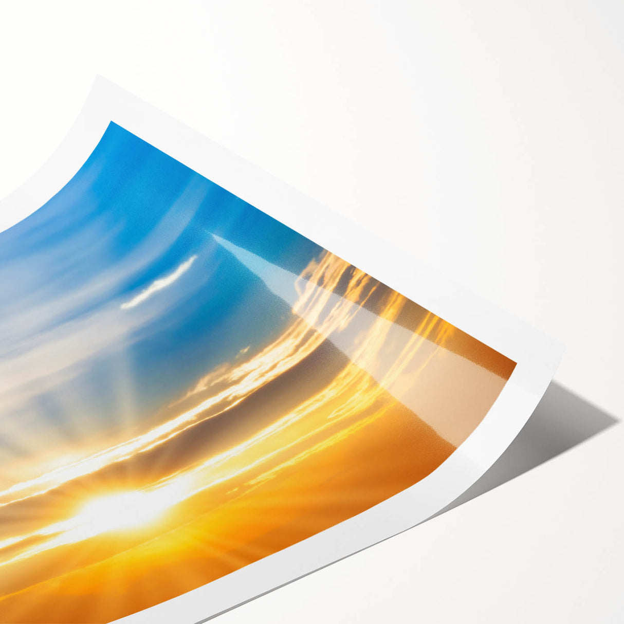 Radiant Sunrise Over Horizon – Peaceful Sun Wall Art with Blue Skies