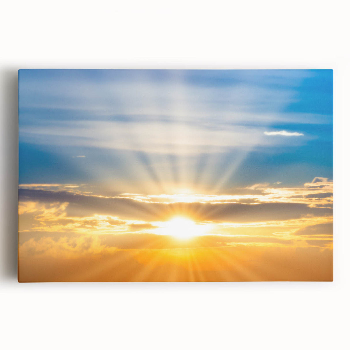 Radiant Sunrise Over Horizon – Peaceful Sun Wall Art with Blue Skies