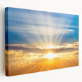 Radiant Sunrise Over Horizon – Peaceful Sun Wall Art with Blue Skies