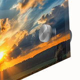 Vibrant Sunset Over Field – Stunning Sun Wall Art with Dramatic Sky