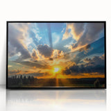 Vibrant Sunset Over Field – Stunning Sun Wall Art with Dramatic Sky