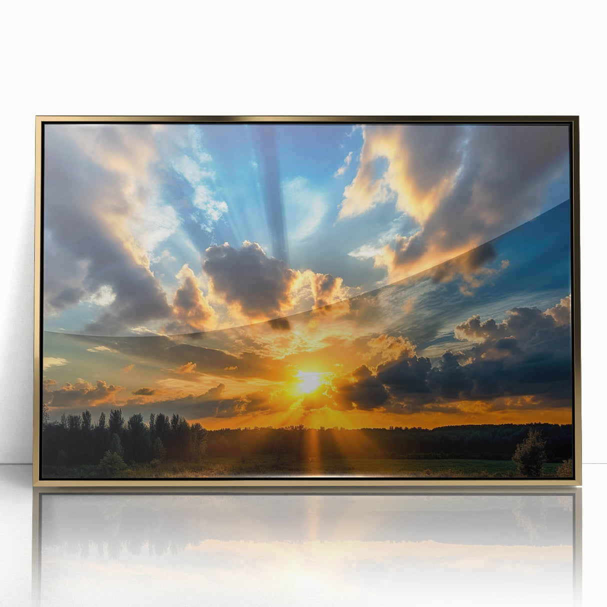 Vibrant Sunset Over Field – Stunning Sun Wall Art with Dramatic Sky