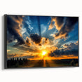 Vibrant Sunset Over Field – Stunning Sun Wall Art with Dramatic Sky