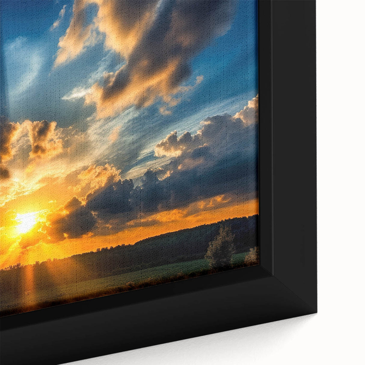 Vibrant Sunset Over Field – Stunning Sun Wall Art with Dramatic Sky