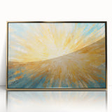 Radiant Sunburst Explosion – Abstract Sun Wall Art with Gold and Blue