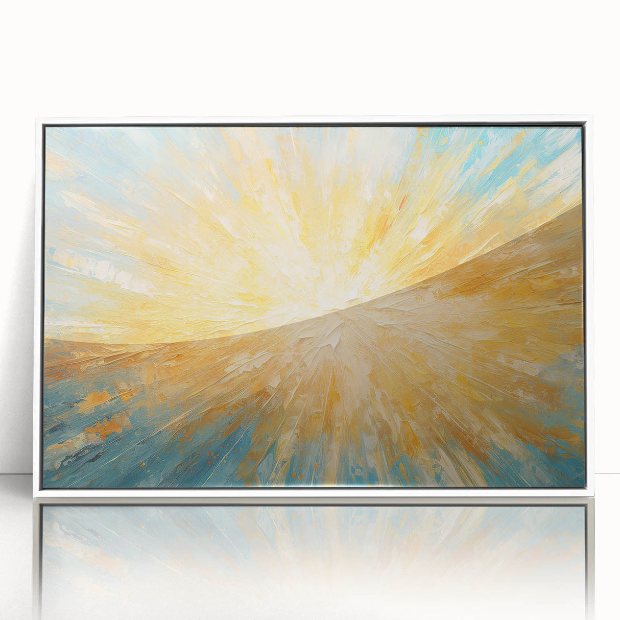Radiant Sunburst Explosion – Abstract Sun Wall Art with Gold and Blue