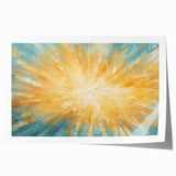 Radiant Sunburst Explosion – Abstract Sun Wall Art with Gold and Blue