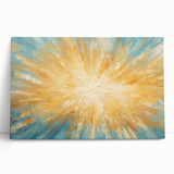 Radiant Sunburst Explosion – Abstract Sun Wall Art with Gold and Blue