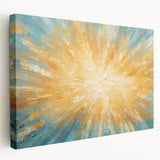 Radiant Sunburst Explosion – Abstract Sun Wall Art with Gold and Blue