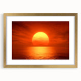 Vivid Sunset Over Ocean – Bold Sun Wall Art with Fiery Red Hues