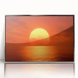 Vivid Sunset Over Ocean – Bold Sun Wall Art with Fiery Red Hues