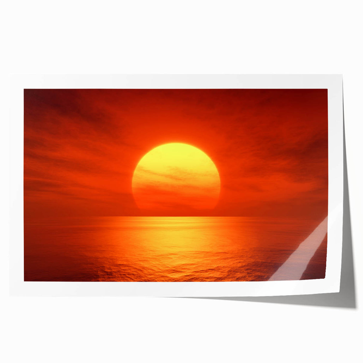 Vivid Sunset Over Ocean – Bold Sun Wall Art with Fiery Red Hues