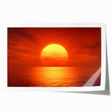 Vivid Sunset Over Ocean – Bold Sun Wall Art with Fiery Red Hues