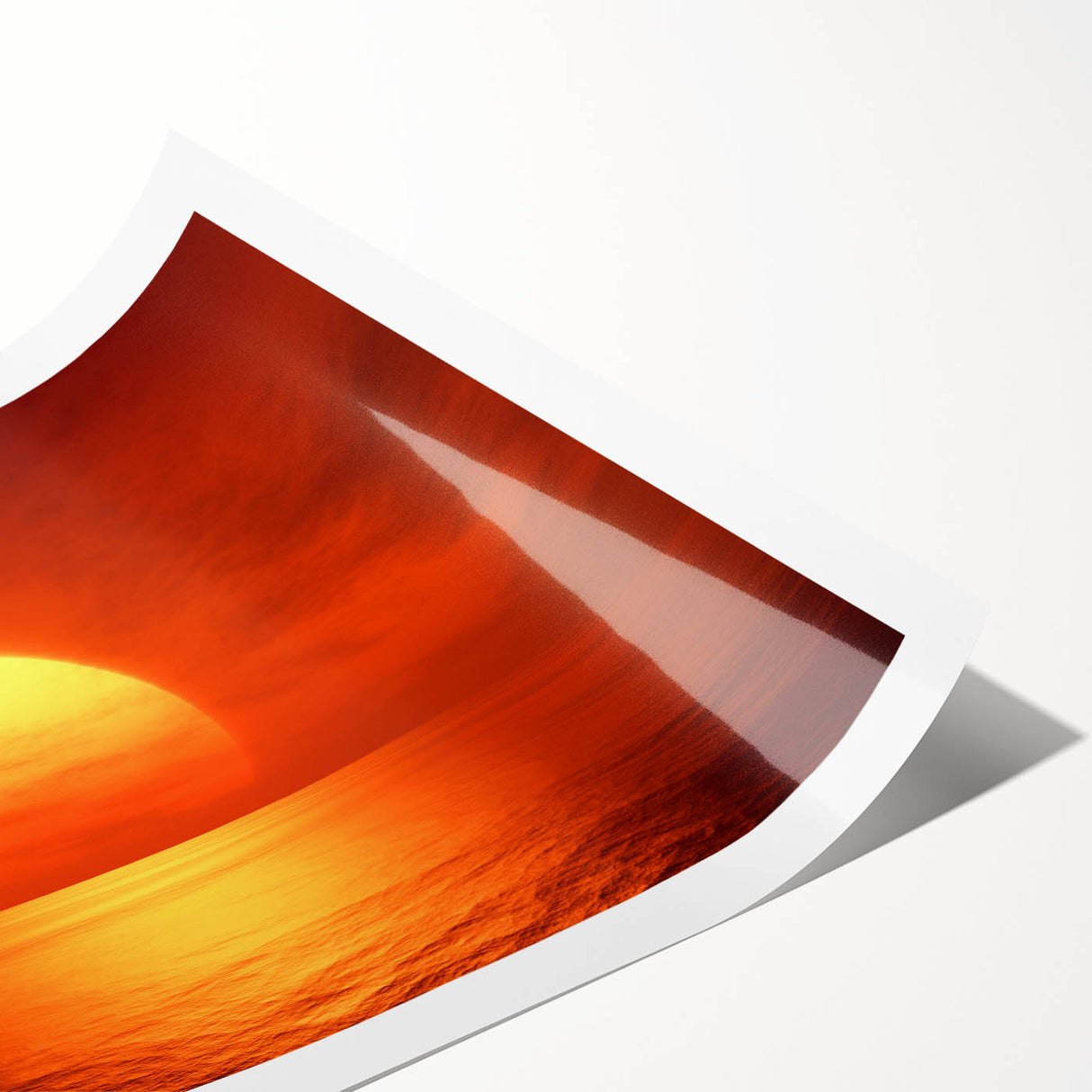 Vivid Sunset Over Ocean – Bold Sun Wall Art with Fiery Red Hues