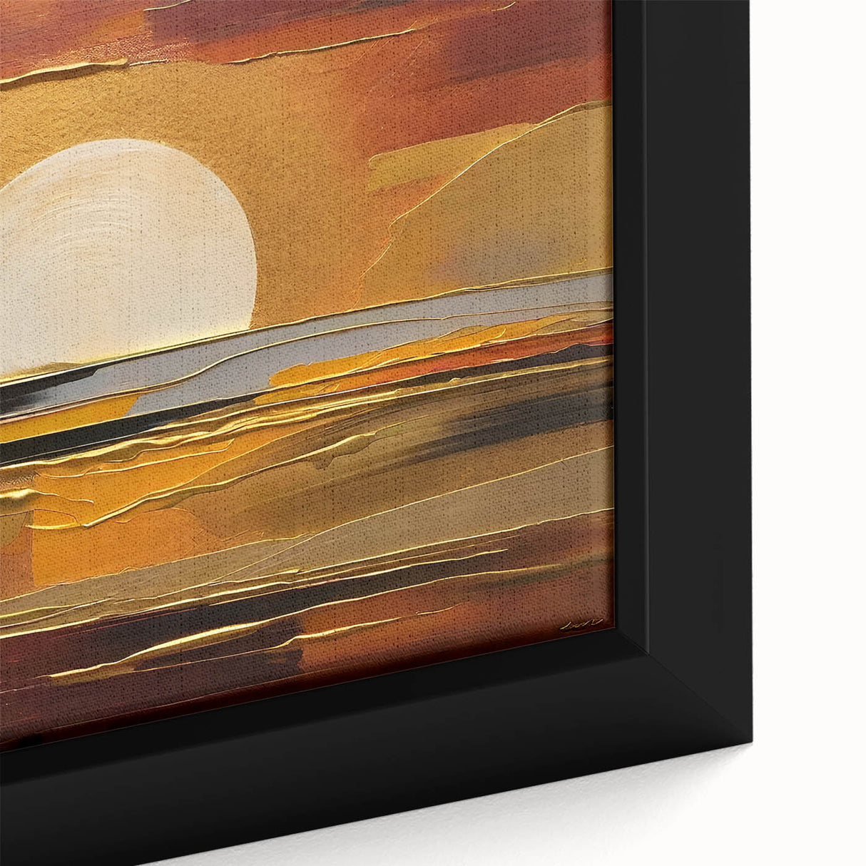 Abstract White Sun Over Golden Horizon – Modern Sun Wall Art