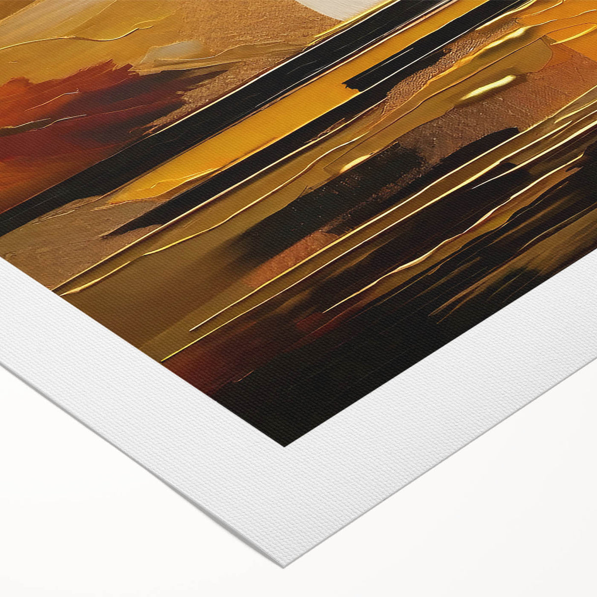 Abstract White Sun Over Golden Horizon – Modern Sun Wall Art