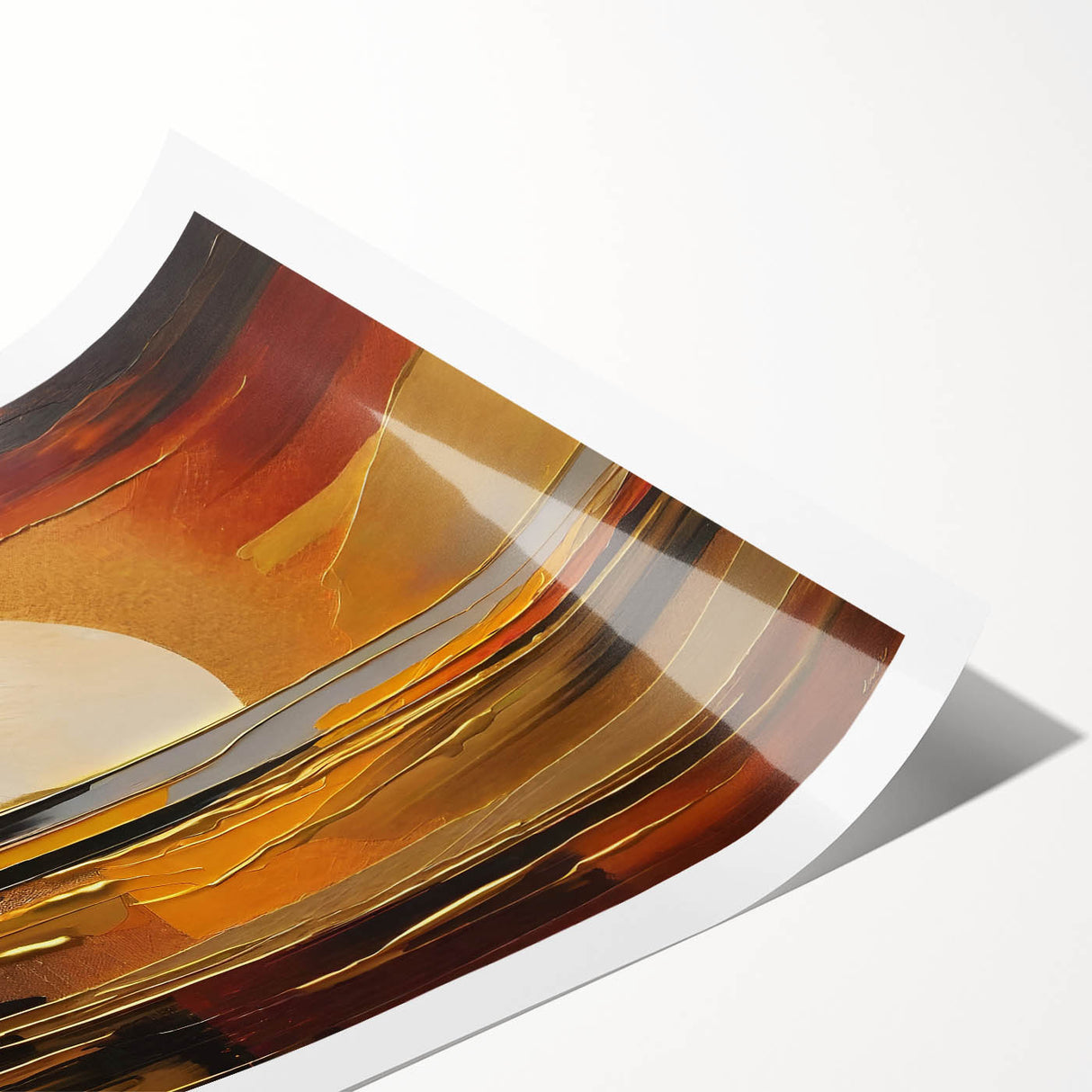 Abstract White Sun Over Golden Horizon – Modern Sun Wall Art