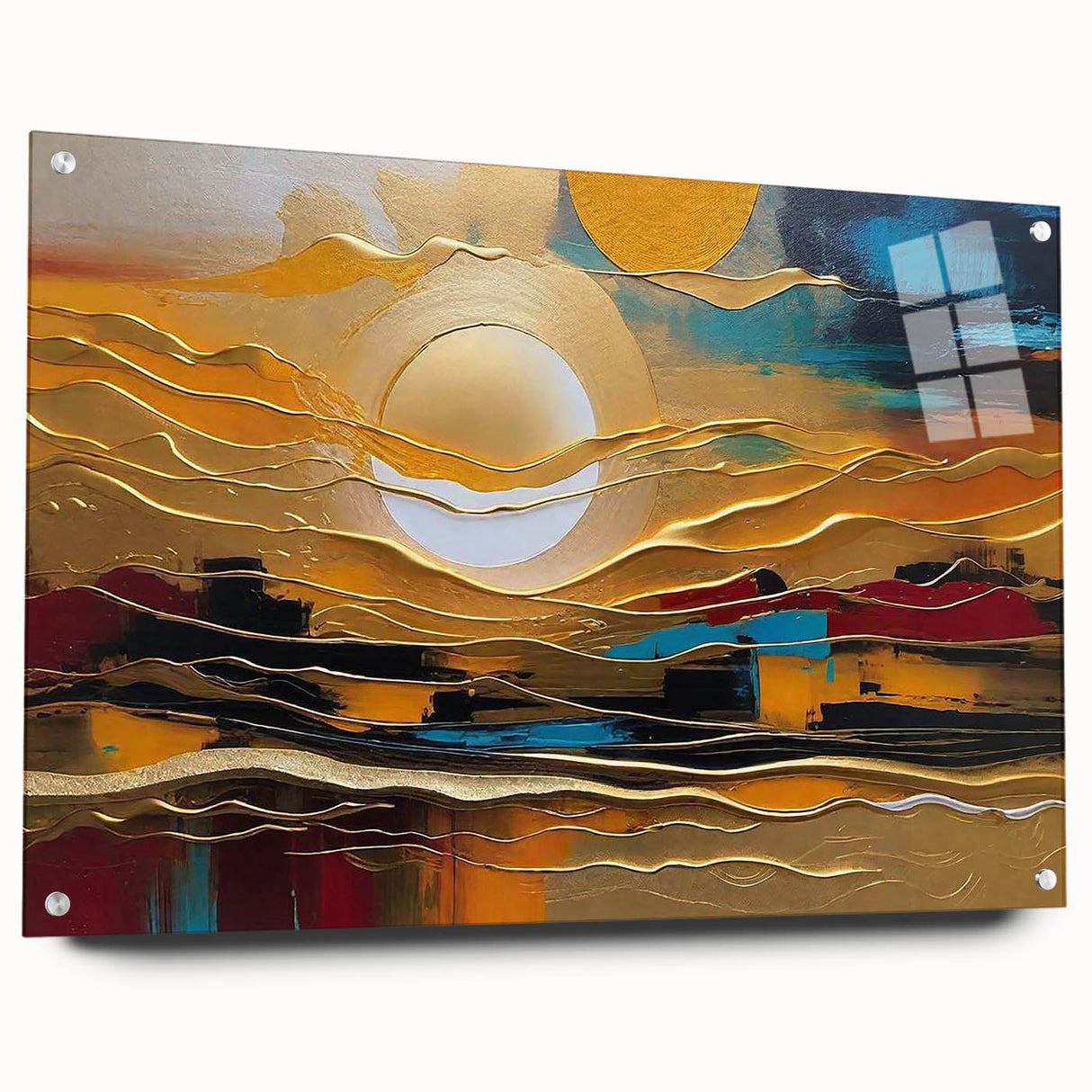 Abstract Golden Sun – Dynamic Sun Wall Art with Warm and Bold Colors