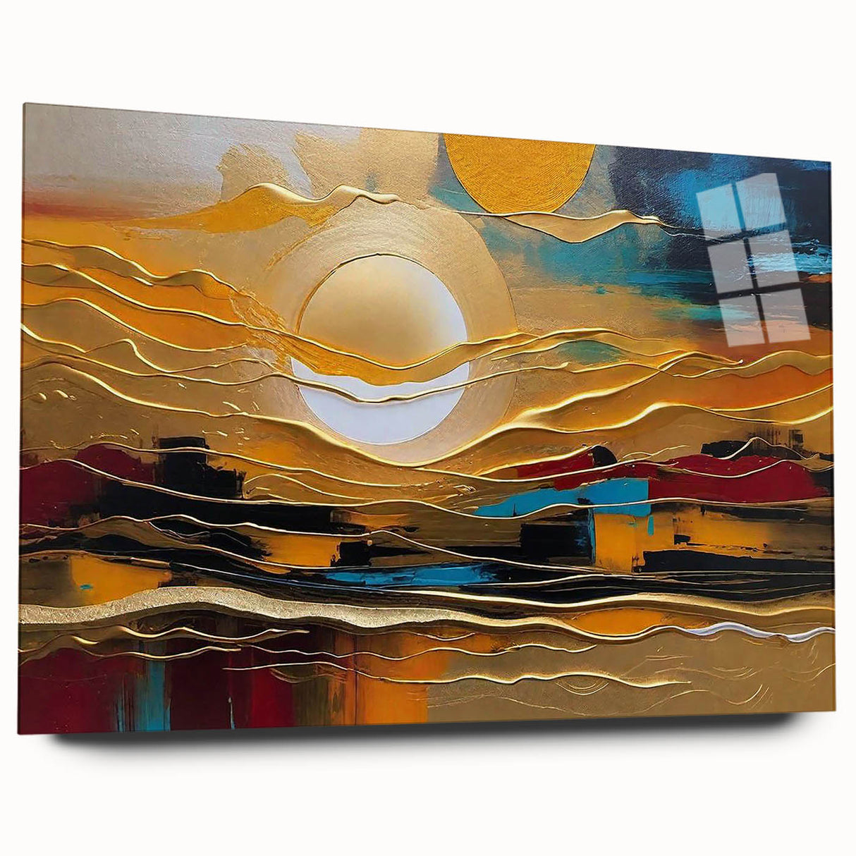 Abstract Golden Sun – Dynamic Sun Wall Art with Warm and Bold Colors