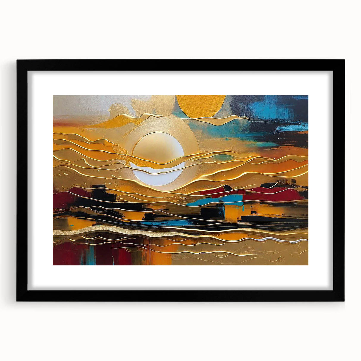 Abstract Golden Sun – Dynamic Sun Wall Art with Warm and Bold Colors