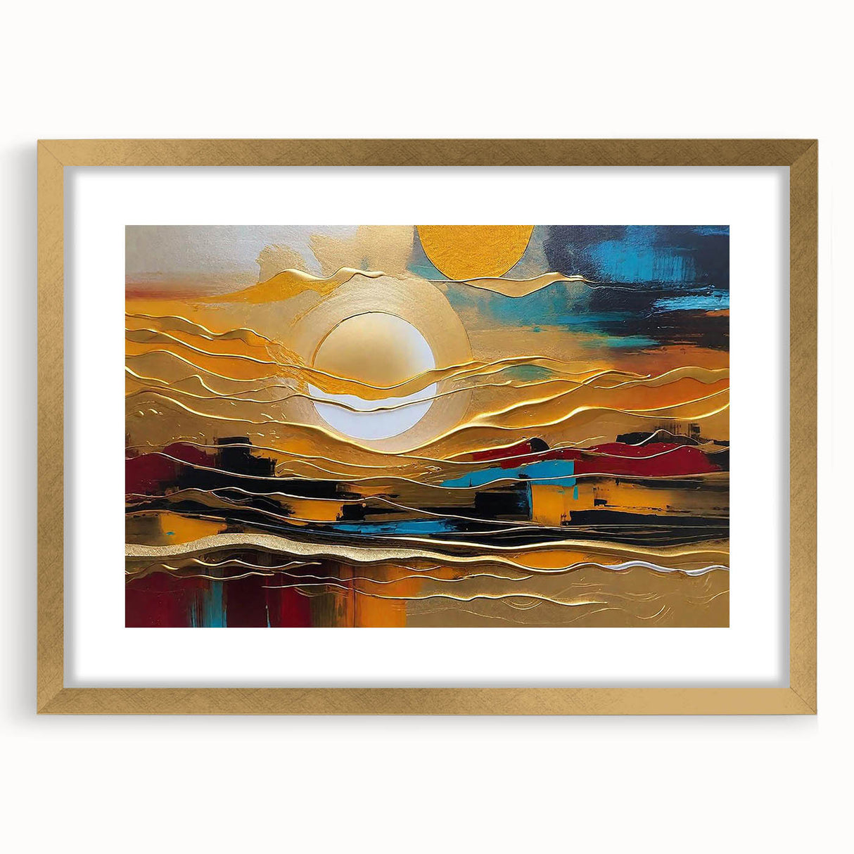 Abstract Golden Sun – Dynamic Sun Wall Art with Warm and Bold Colors