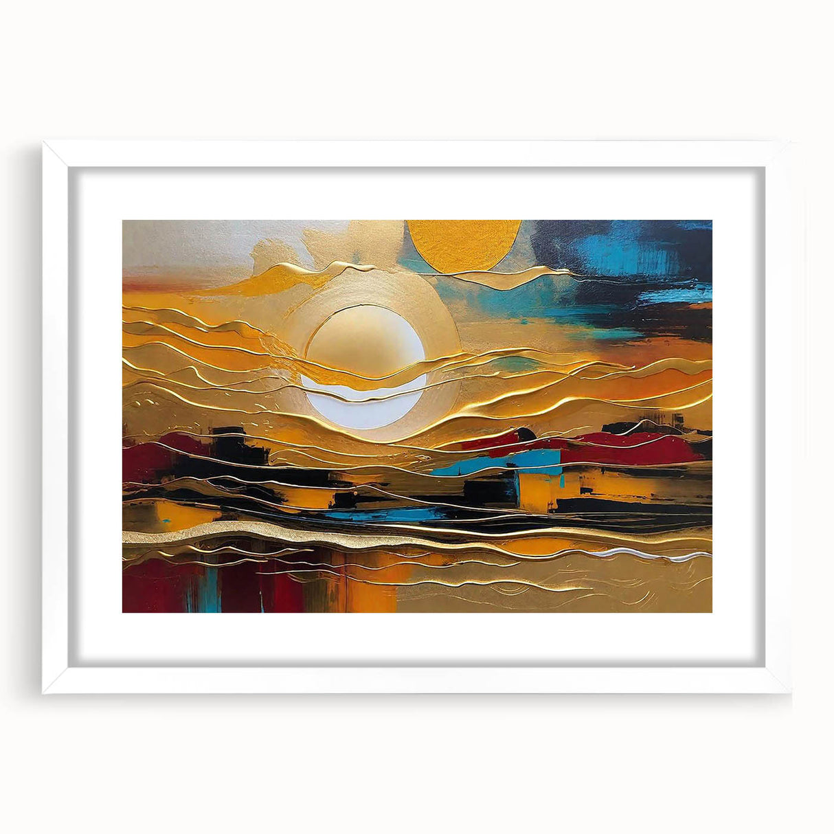Abstract Golden Sun – Dynamic Sun Wall Art with Warm and Bold Colors