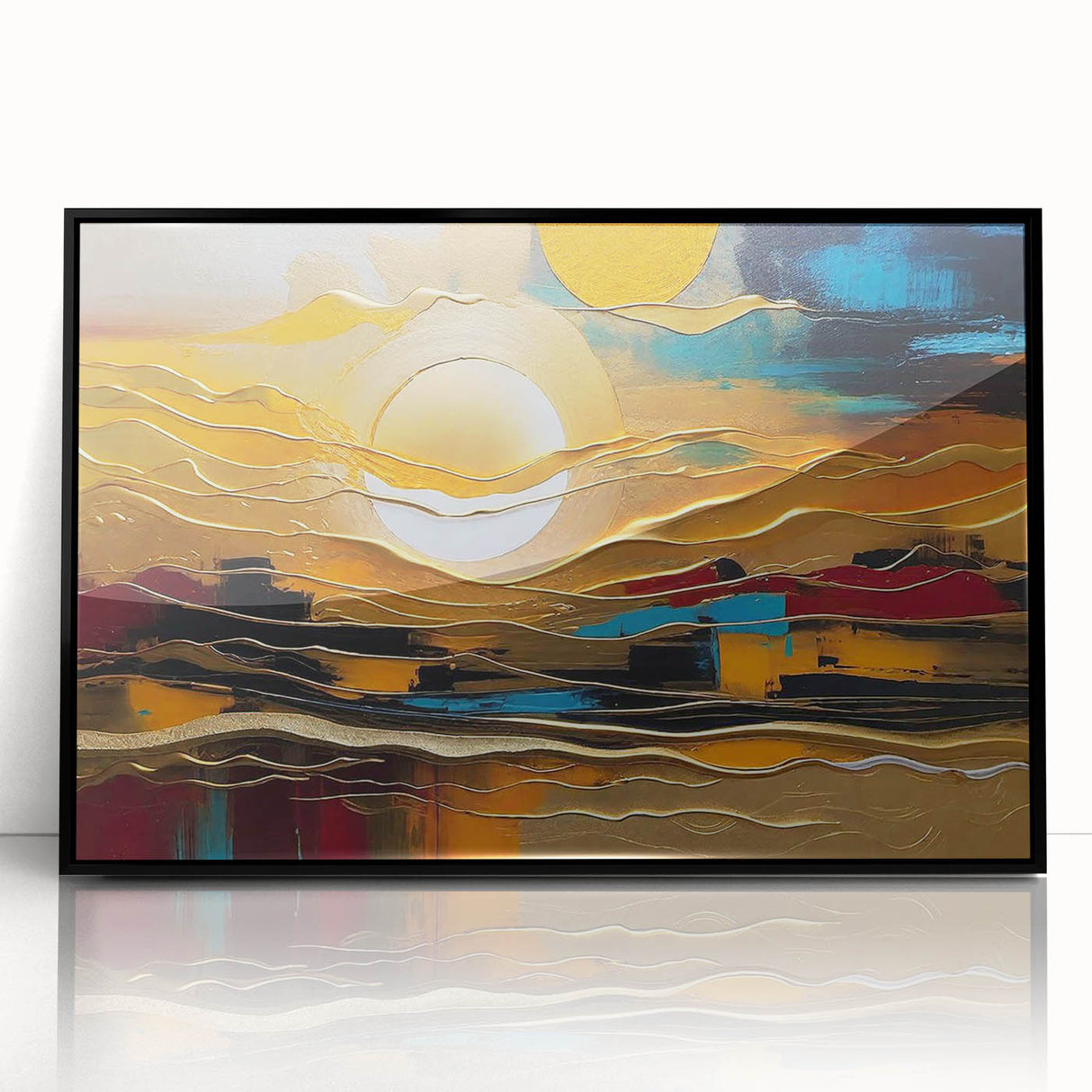 Abstract Golden Sun – Dynamic Sun Wall Art with Warm and Bold Colors