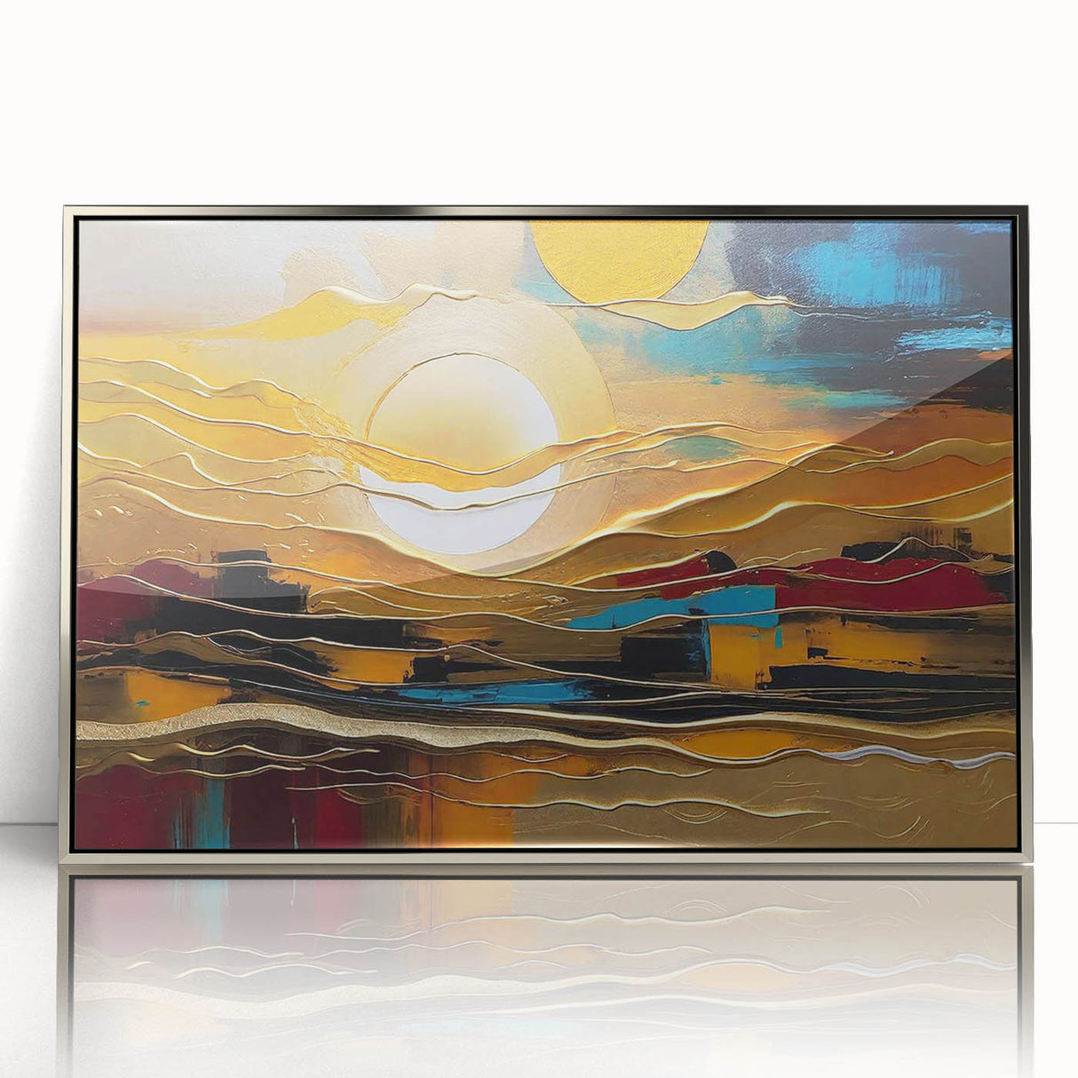 Abstract Golden Sun – Dynamic Sun Wall Art with Warm and Bold Colors