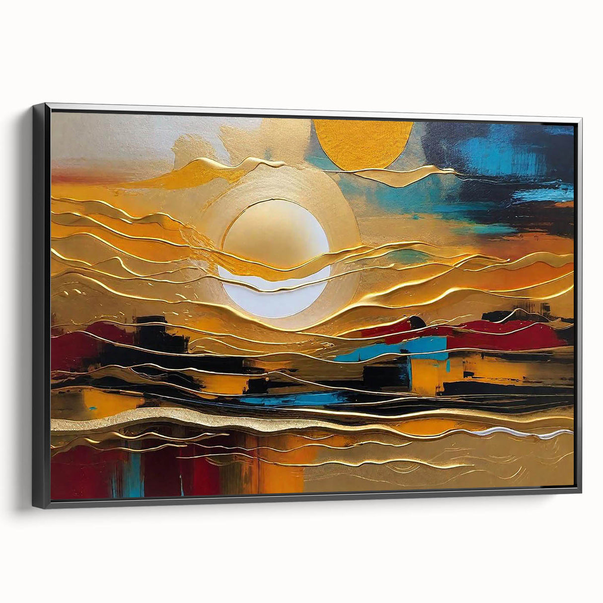 Abstract Golden Sun – Dynamic Sun Wall Art with Warm and Bold Colors