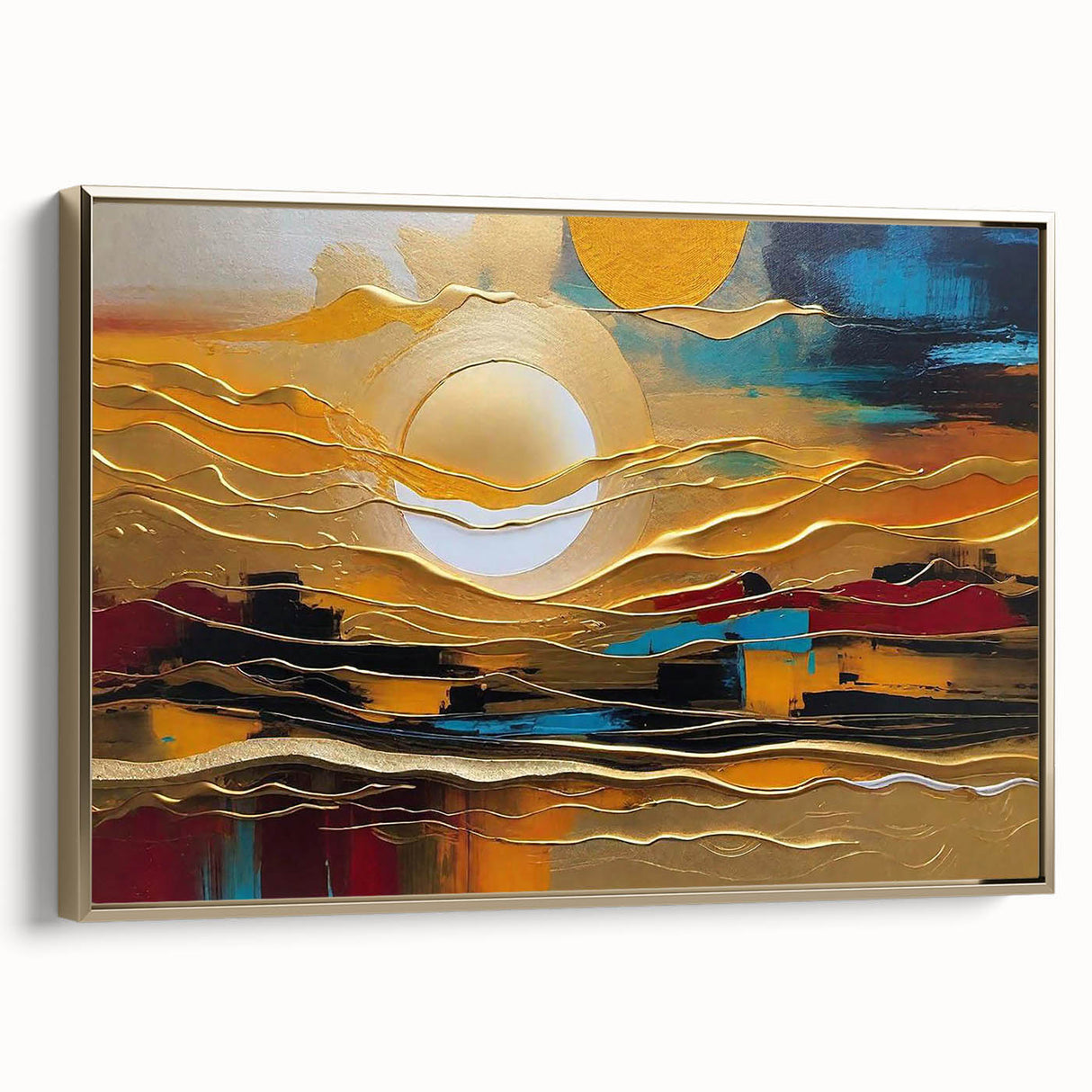 Abstract Golden Sun – Dynamic Sun Wall Art with Warm and Bold Colors