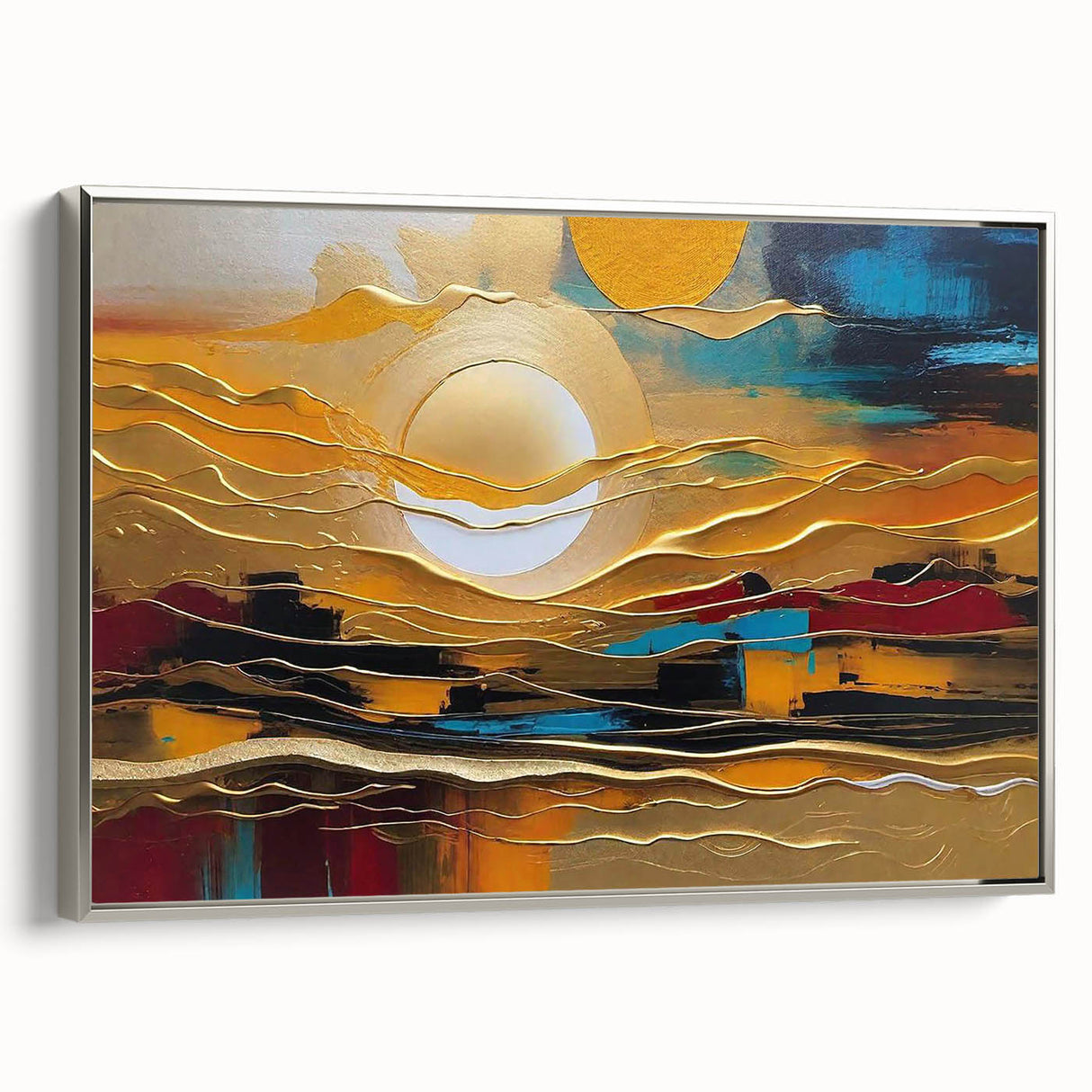 Abstract Golden Sun – Dynamic Sun Wall Art with Warm and Bold Colors