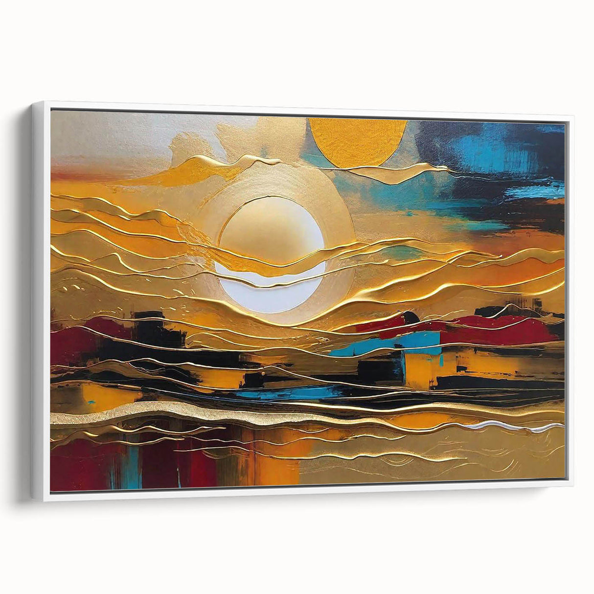 Abstract Golden Sun – Dynamic Sun Wall Art with Warm and Bold Colors