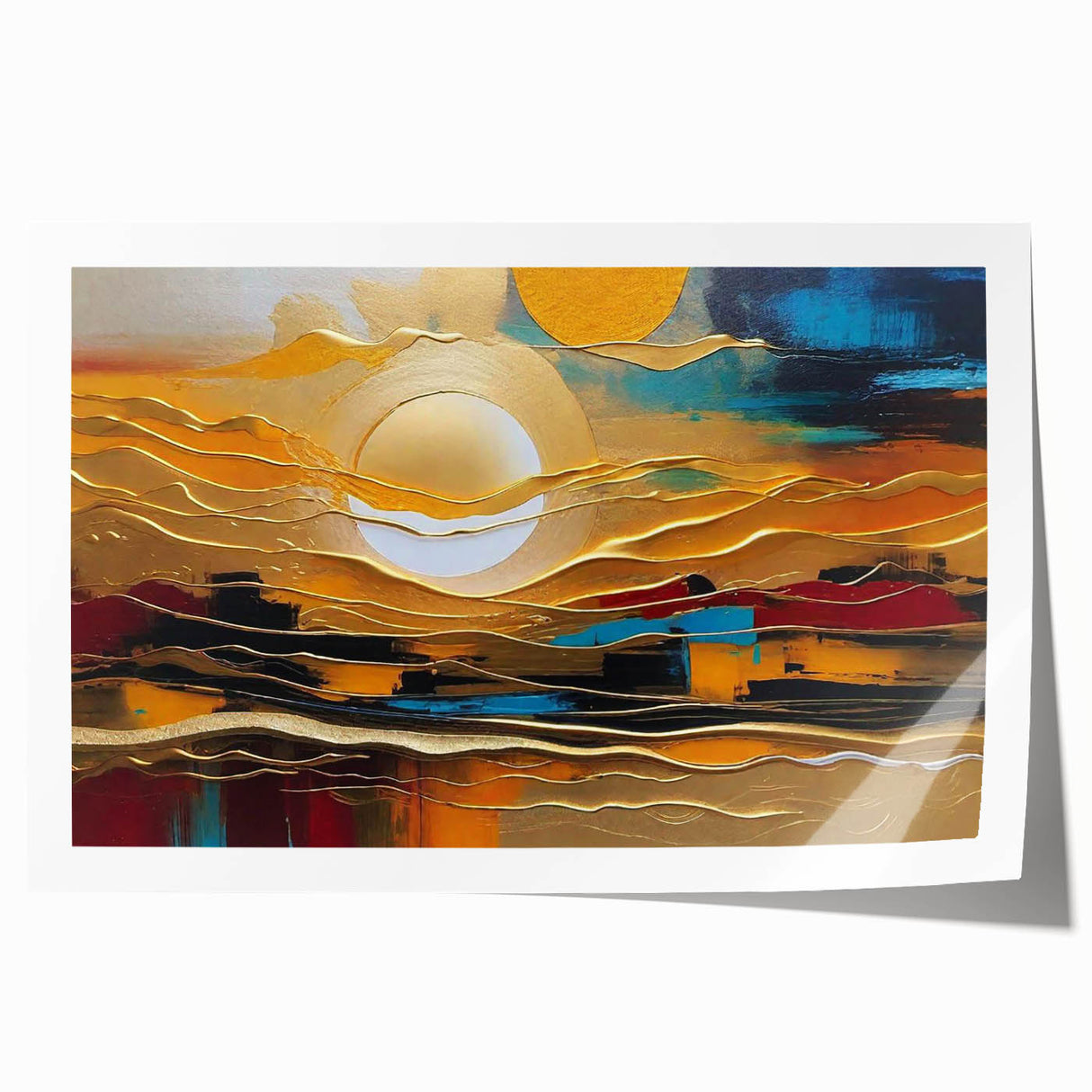 Abstract Golden Sun – Dynamic Sun Wall Art with Warm and Bold Colors