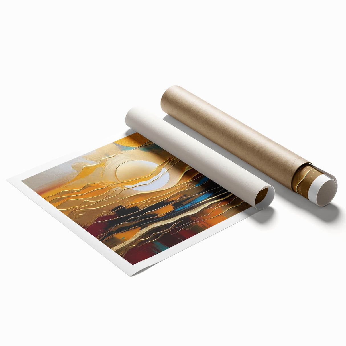 Abstract Golden Sun – Dynamic Sun Wall Art with Warm and Bold Colors