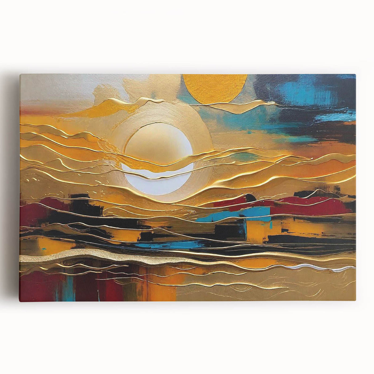 Abstract Golden Sun – Dynamic Sun Wall Art with Warm and Bold Colors