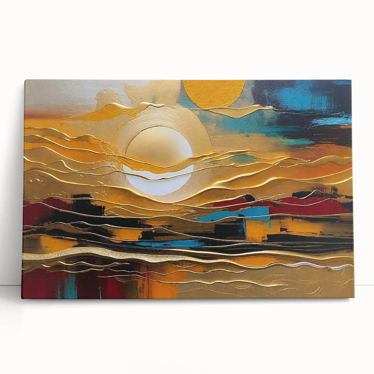 Abstract Golden Sun – Dynamic Sun Wall Art with Warm and Bold Colors