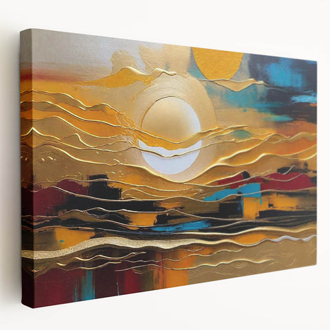 Abstract Golden Sun – Dynamic Sun Wall Art with Warm and Bold Colors