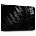 Acrylic glass display panel showcasing a modern side view with decorative pins, featuring a sleek, transparent design ideal for contemporary art presentations.