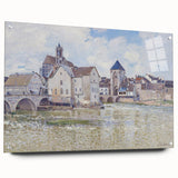 Acrylic print of Alfred Sisley's impressionist landscape with soft green and blue tones.