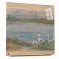 Acrylic print of Alfred Sisley's landscape with muted green and blue tones, ideal for dining room art.