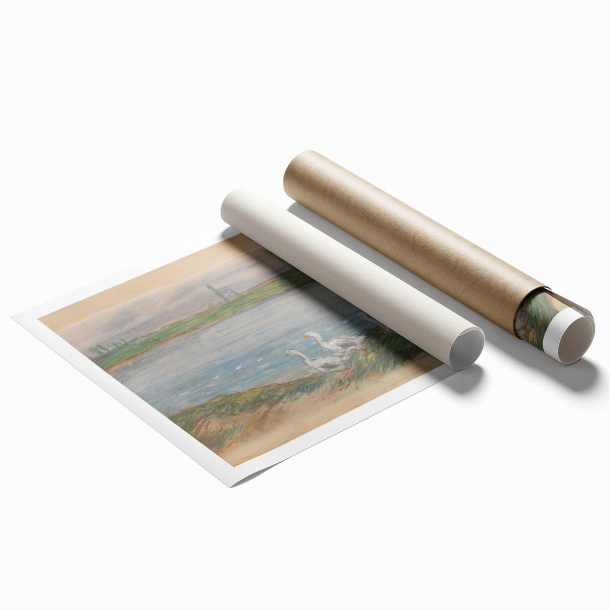 Extra large rolled print of Alfred Sisley's floral artwork in soft pastel colors, ideal for classy bathroom wall art.