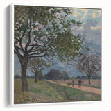 Extra large framed canvas featuring colorful Alfred Sisley vintage poster art, ideal for living room decor.