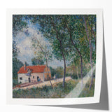 Alfred Sisley-inspired floral artwork on glossy photo print, featuring soft pastel colors, ideal for art wall dining room.