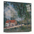 Acrylic print of an Alfred Sisley abstract design in soft blue and green tones, ideal for dining room decor.